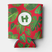 Tropische monstera Waterverf Holiday Green CUSTOM Blikjeskoeler (Voorkant)