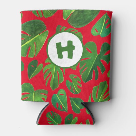 Tropische monstera Waterverf Holiday Green CUSTOM Blikjeskoeler (Voorkant)