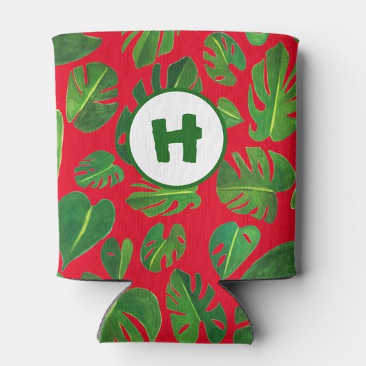 Tropische monstera Waterverf Holiday Green CUSTOM Blikjeskoeler (Achterkant)