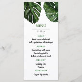 Tropische Monstera-Waterverf verlaat | Menu Wedden (Voorkant)