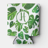 Tropische Monstera Waterverf White Green CUSTOM Blikjeskoeler (Voorkant)