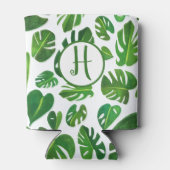 Tropische Monstera Waterverf White Green CUSTOM Blikjeskoeler (Achterkant)