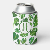 Tropische Monstera Waterverf White Green CUSTOM Blikjeskoeler (Blikje Achterkant)