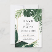 Tropische Monstera Wedding Save the Date Kaart (Voorkant)