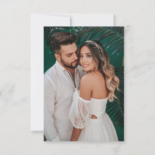 Tropische Monstera Wedding Save the Date Kaart (Achterkant)