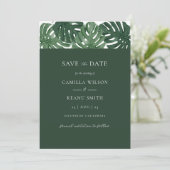 Tropische Monstera Wedding Save the Date Kaart (Staand voorkant)