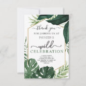 Tropische Monstera Wild One Birthday Bedankt Card Kaart (Voorkant)