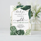 Tropische Monstera Wild One Birthday Bedankt Card Kaart (Staand voorkant)
