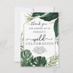 Tropische Monstera Wild One Birthday Bedankt Card Kaart