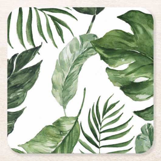 Tropische Monstera zomer strand elegante bruiloft Kartonnen Onderzetters (Voorkant)