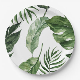 Tropische Monstera zomer strand elegante bruiloft Papieren Bordje
