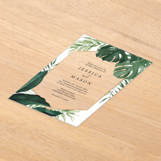 Tropische Monsters Acryl bruiloft uitnodiging (Laagn)