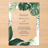 Tropische Monsters Acryl bruiloft uitnodiging (Voorkant)