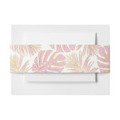 Tropische monsters, palmbladeren roze gouden bruil uitnodigingen wikkel (Voorkant Voorbeeld)