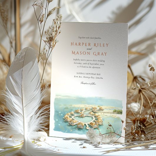 Tropische Montego Bay Overwater Bungalow Huwelijk Kaart