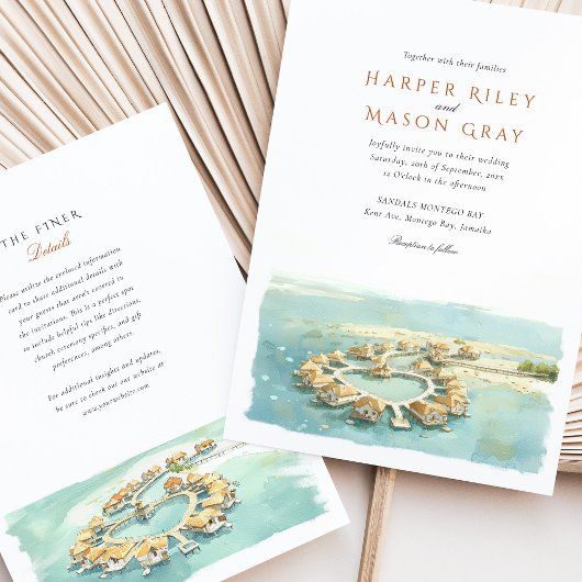 Tropische Montego Bay Overwater Bungalow Huwelijk Kaart