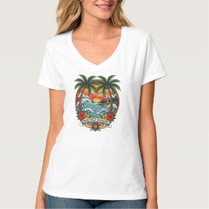 Tropische Monterey Palm Waves Tattoo T-shirt