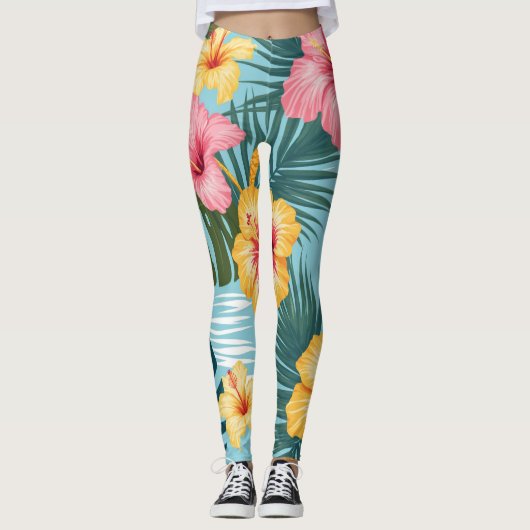 Tropische motieven leggings (Voorkant)