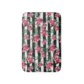 Tropische Mousserende Bloemen Zwarte en Witte Stre Badmat (Voorkant Verticaal)