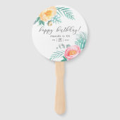 Tropische Munt Bloemen Verjaardagsfeest Handwaaier (Voorkant)