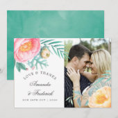 Tropische Munt Bloemen Zomer Bruiloft Dank u Bedankkaart (Voorkant / Achterkant)