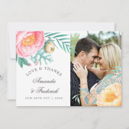 Tropische Munt Bloemen Zomer Bruiloft Dank u Bedankkaart