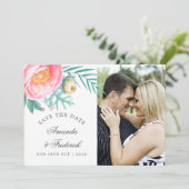 Tropische Munt Bloemen Zomer Bruiloft Save the Dat Date (Staand voorkant)