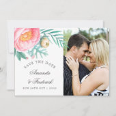 Tropische Munt Bloemen Zomer Bruiloft Save the Dat Save The Date (Voorkant)