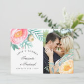 Tropische Munt Bloemige Zomer Bruiloft Dank Je Bedankkaart (Staand voorkant)