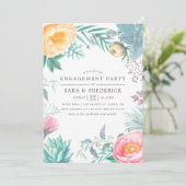 Tropische Munt Floral Summer Engagement Party Kaart (Staand voorkant)