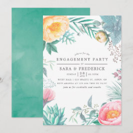 Tropische Munt Floral Summer Engagement Party Kaart