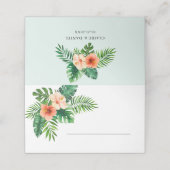 Tropische Munt Green Floral Wedding Place Card Plaatskaartje (Buitenkant ongevouwen)