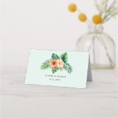 Tropische Munt Green Floral Wedding Place Card Plaatskaartje (Achterkant)
