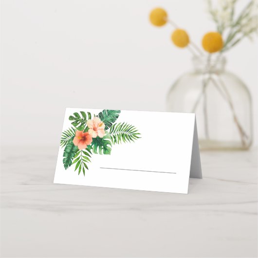 Tropische Munt Green Floral Wedding Place Card Plaatskaartje (Voorkant)