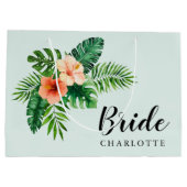 Tropische Munt Green Waterverf Floral Bride Groot Cadeauzakje (Achterkant)