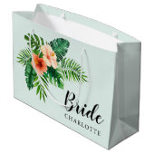 Tropische Munt Green Waterverf Floral Bride Groot Cadeauzakje (Achterkant Gekanteld)
