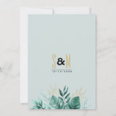 Tropische munt groen goud glitter gebladerte bruil kaart (Achterkant)