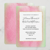 Tropische Munt Roze bruiloft Kaart (Voorkant / Achterkant)