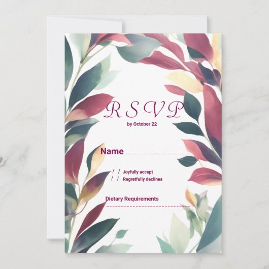 Tropische munt sinaasappel bordeaux bloemen RSVP Kaart (Voorkant)