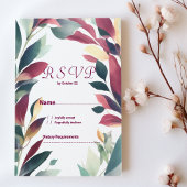 Tropische munt sinaasappel bordeaux bloemen RSVP Kaart