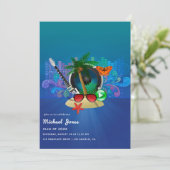 Tropische Muziek Fest Island Graduparty Kaart (Staand voorkant)