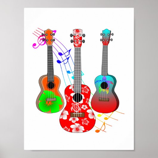 Tropische muziek van Ukulele Player Poster (Voorkant)
