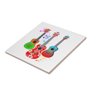 Tropische muziek van Ukulele Player Tegeltje