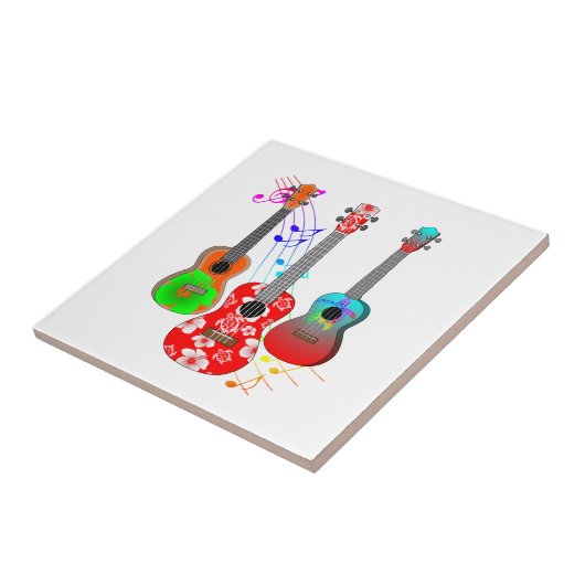 Tropische muziek van Ukulele Player Tegeltje (Zijkant)