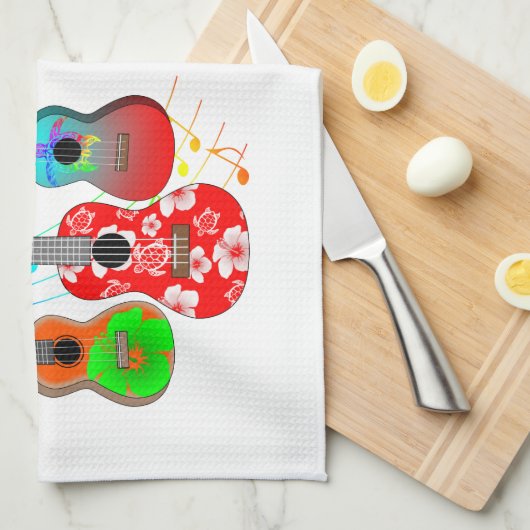 Tropische muziek van Ukulele Player Theedoek (Quarter Fold)