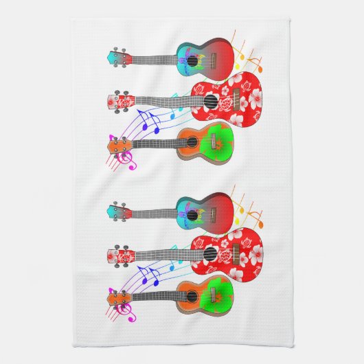 Tropische muziek van Ukulele Player Theedoek (Verticaal)