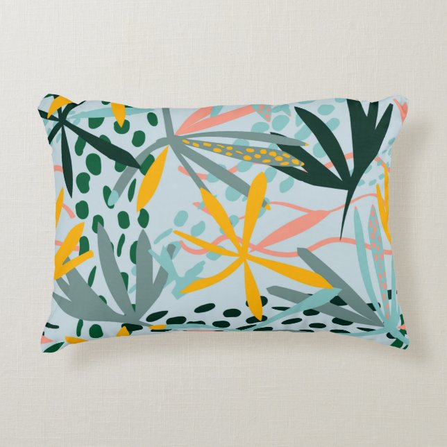 Tropische naadloze textuur met palmbladeren, roost accent kussen (Voorkant)