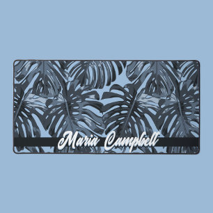 Tropische naam Blauw Grijs Monstera bladeren Bureaumat
