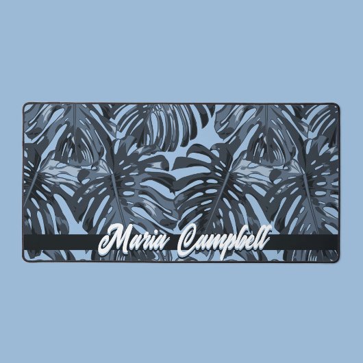 Tropische naam Blauw Grijs Monstera bladeren Bureaumat
