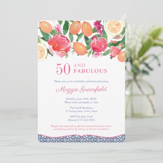 Tropische Nacht 50 En Fabulous 50ste Verjaardagsfe Kaart (Staand voorkant)